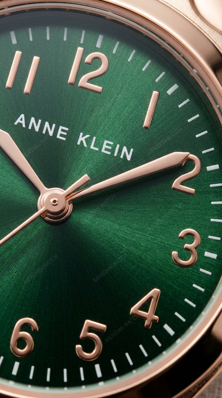 Reloj Anne Klein Classic Verde Oro Rosa Números Árabes | Mujer