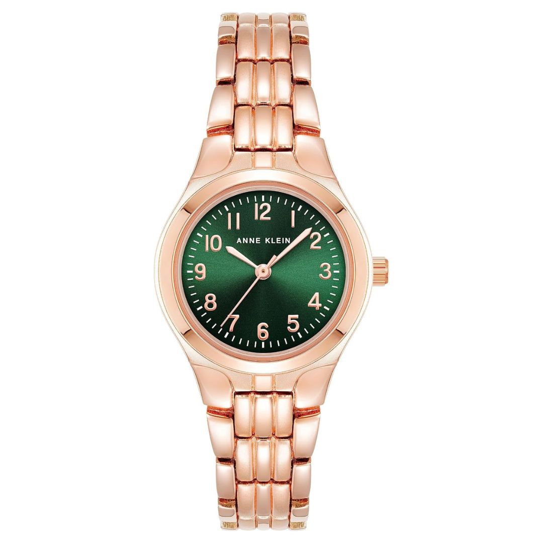 Reloj Anne Klein Classic Verde Oro Rosa Números Árabes | Mujer