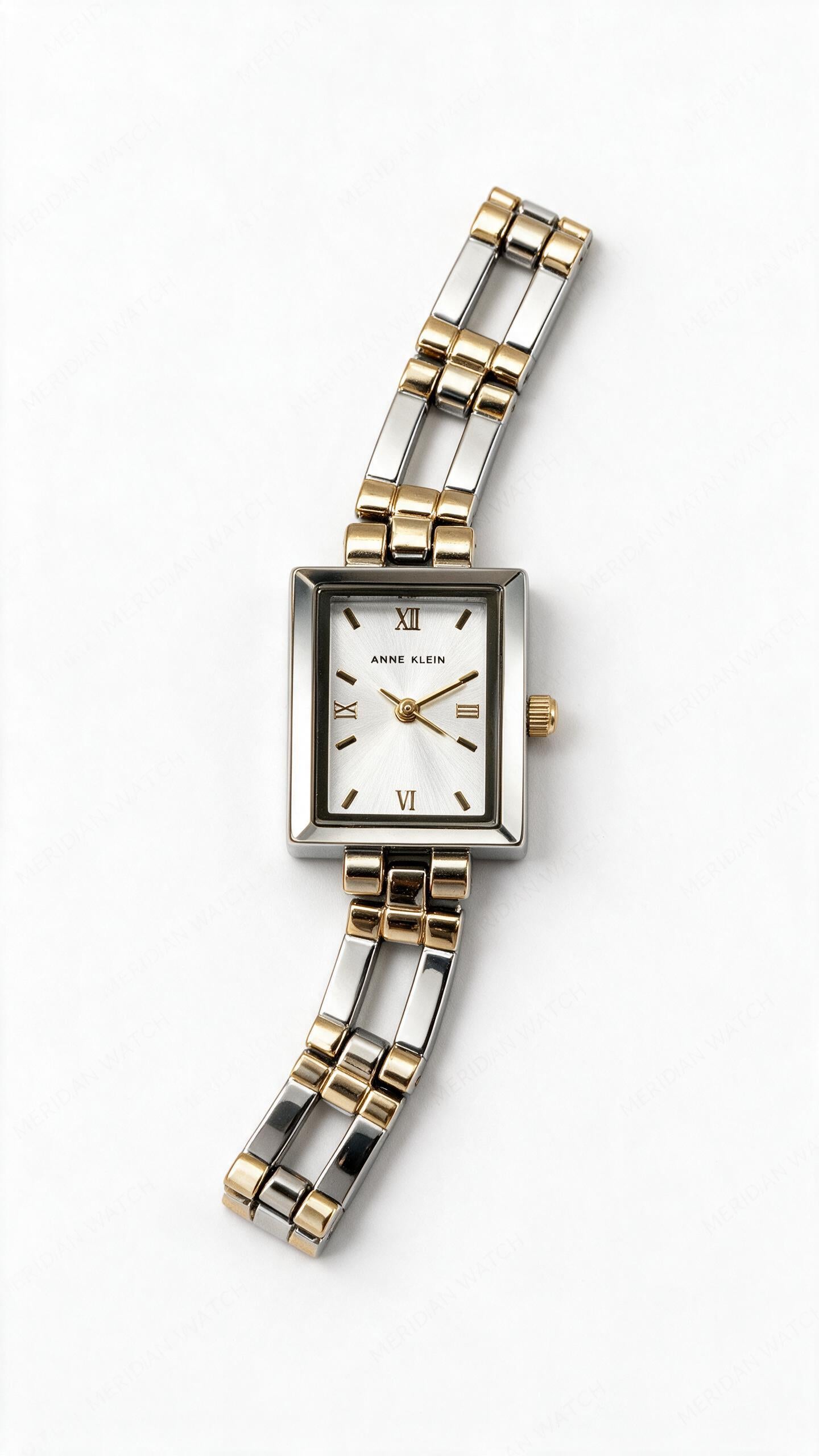 Reloj Anne Klein Dos Tonos Oro Plateado Rectangular | Mujer