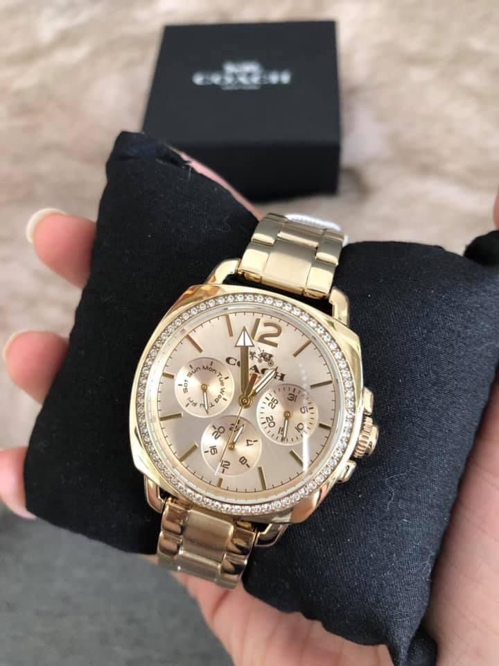 Reloj Coach Multifuncion Dorado Cristal 34mm | Mujer