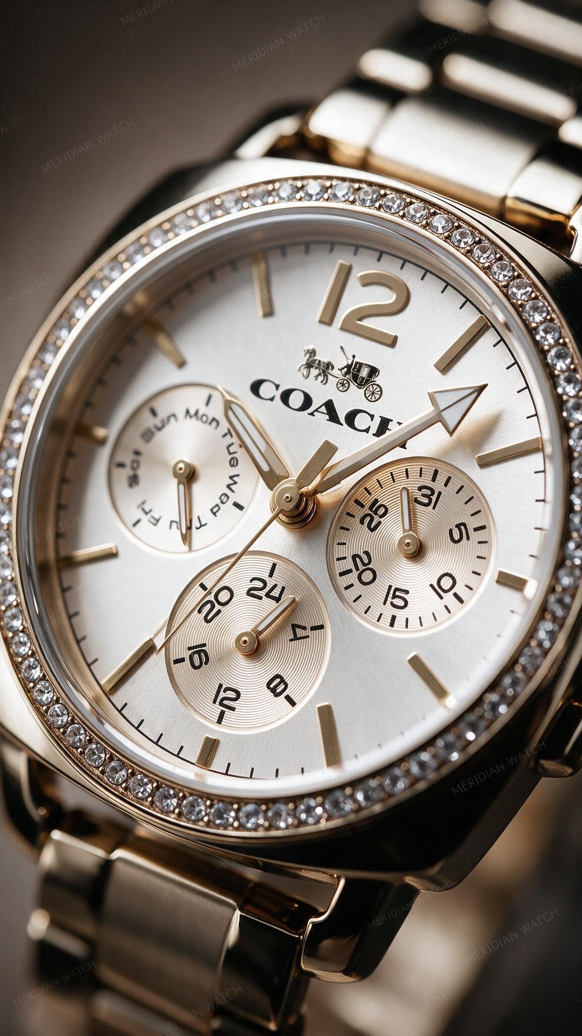 Reloj Coach Multifuncion Dorado Cristal 34mm | Mujer