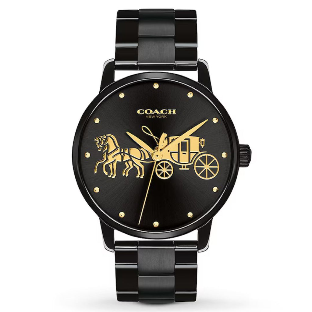 Reloj Coach Grand 14502925 — Black Gold Carriage 36mm | Mujer