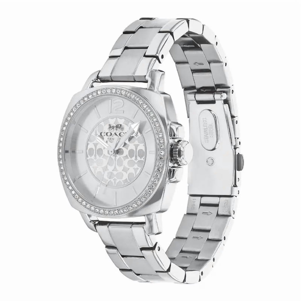 Reloj Coach Cristal Plateado Blanco 34mm | Mujer