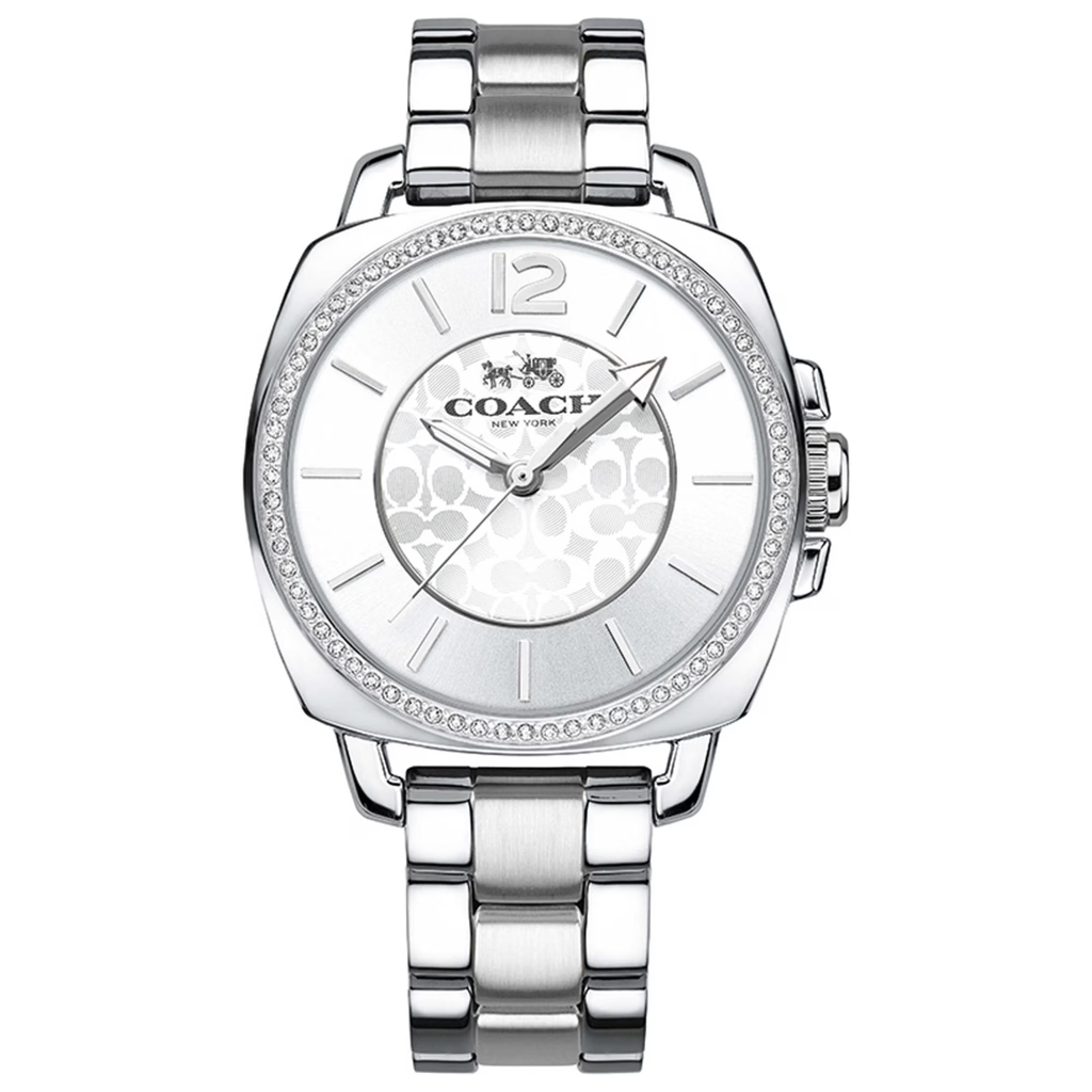 Reloj Coach Cristal Plateado Blanco 34mm | Mujer