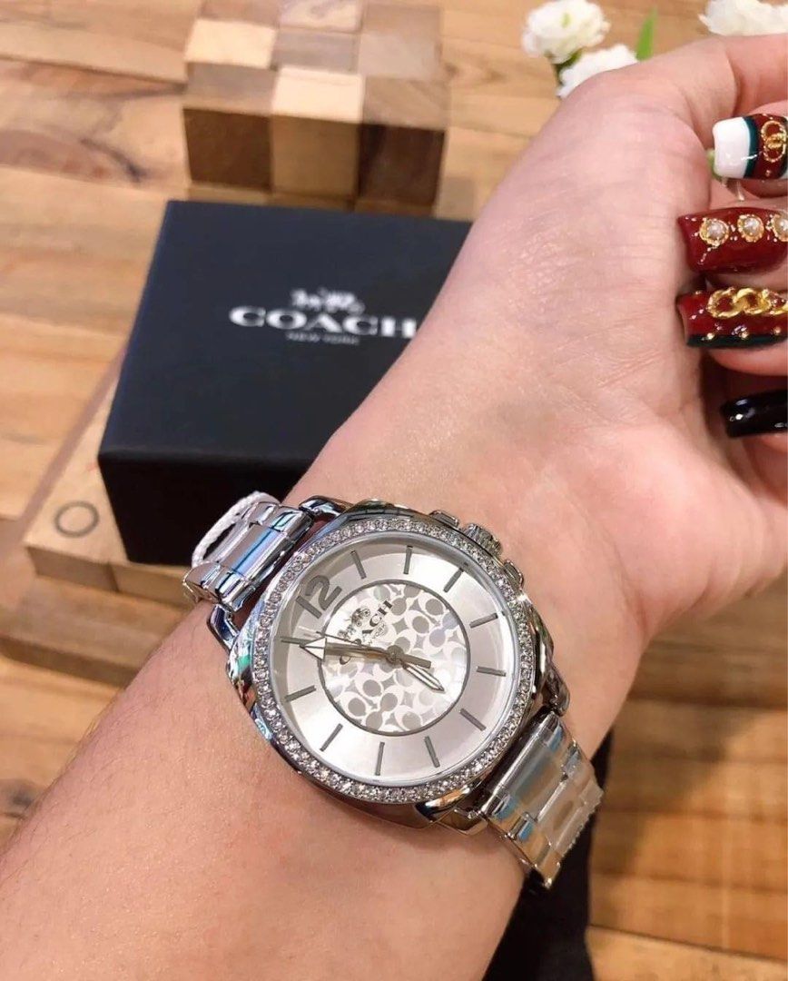 Reloj Coach Cristal Plateado Blanco 34mm | Mujer
