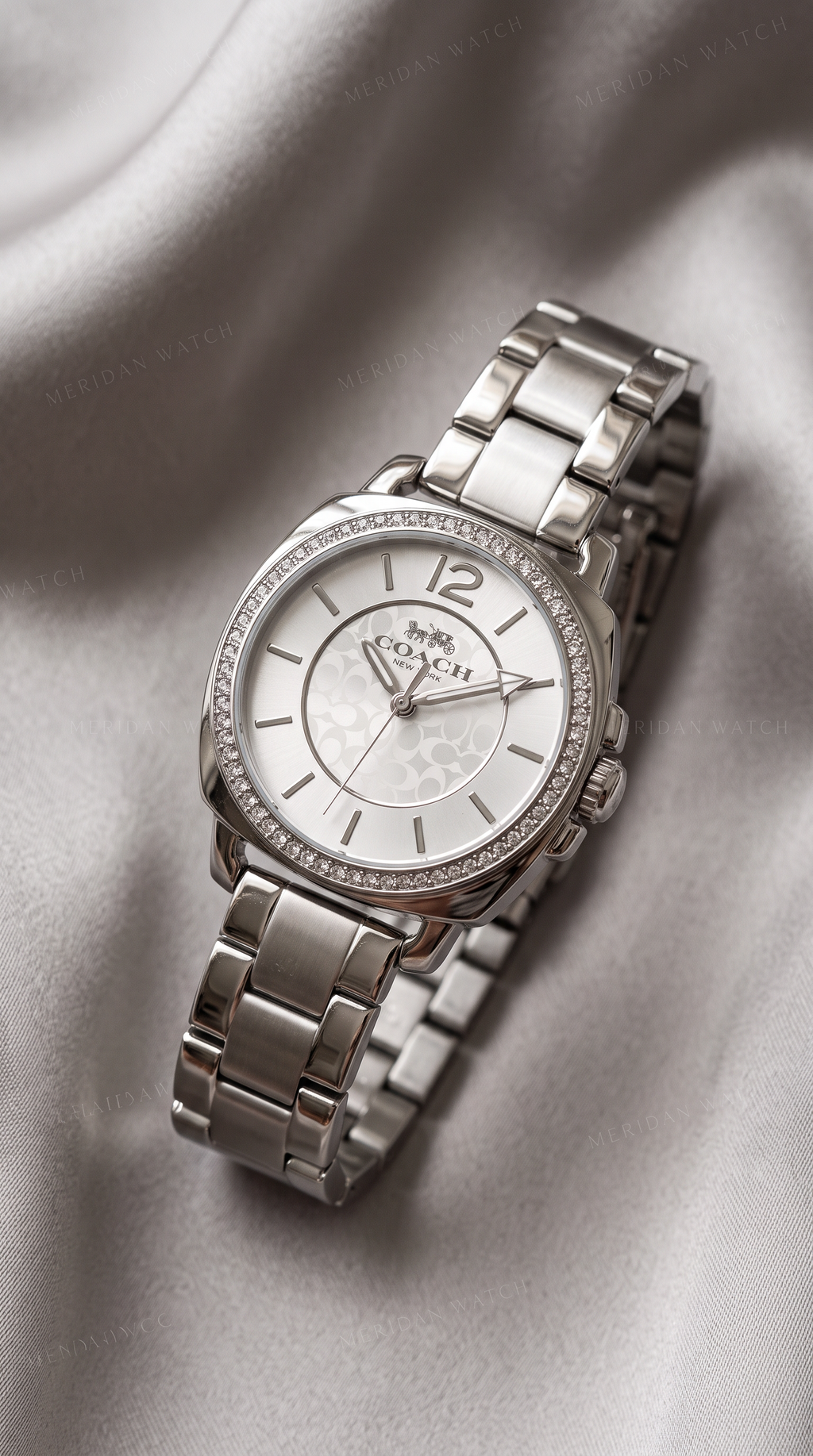 Reloj Coach Cristal Plateado Blanco 34mm | Mujer