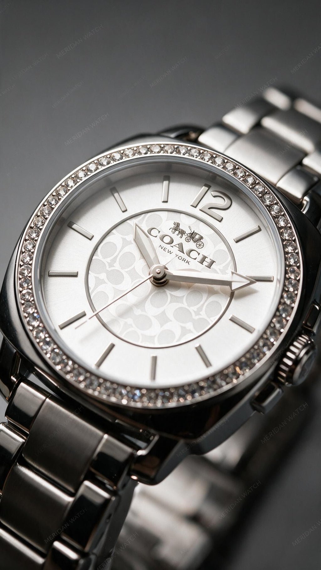 Reloj Coach Cristal Plateado Blanco 34mm | Mujer