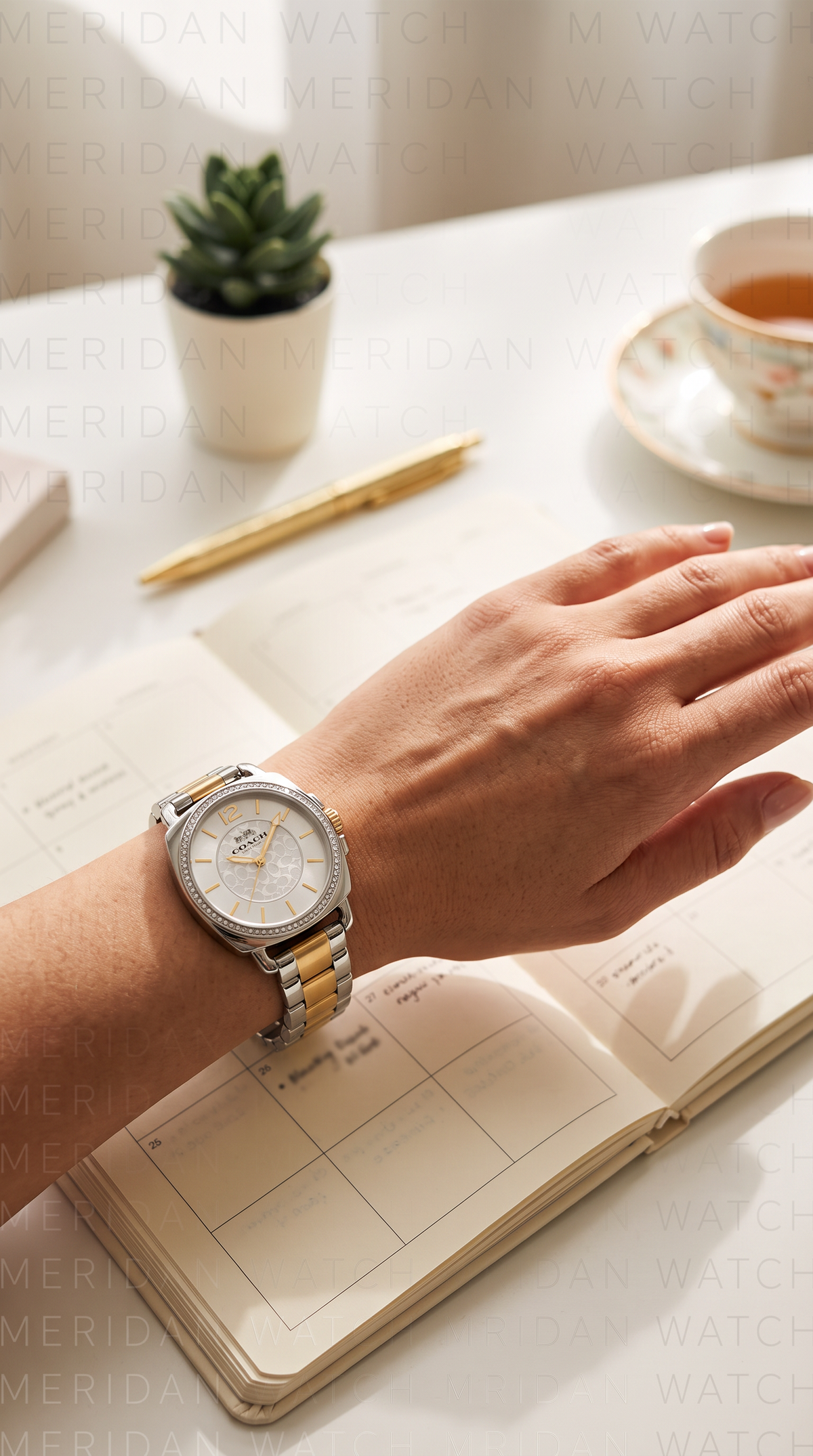 Reloj Coach Boyfriend Bicolor Plateado Dorado 34mm | Mujer