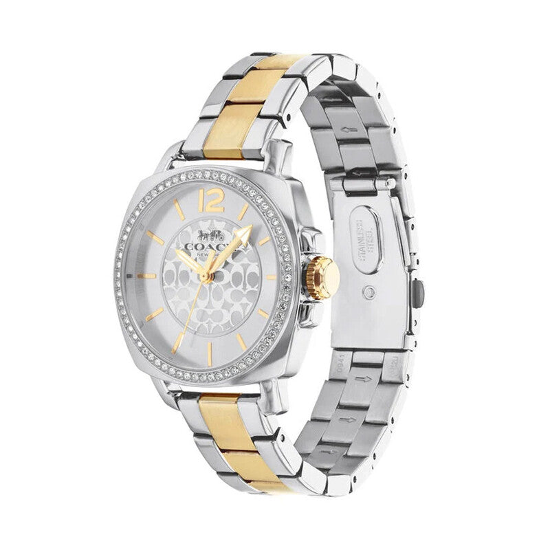 Reloj Coach Boyfriend Bicolor Plateado Dorado 34mm | Mujer