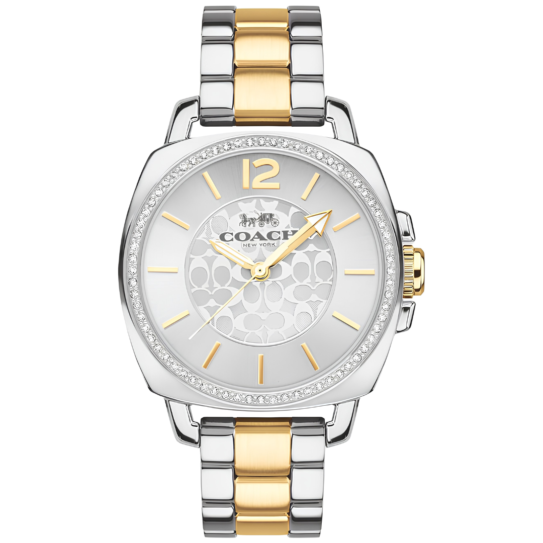 Reloj Coach Boyfriend Bicolor Plateado Dorado 34mm | Mujer