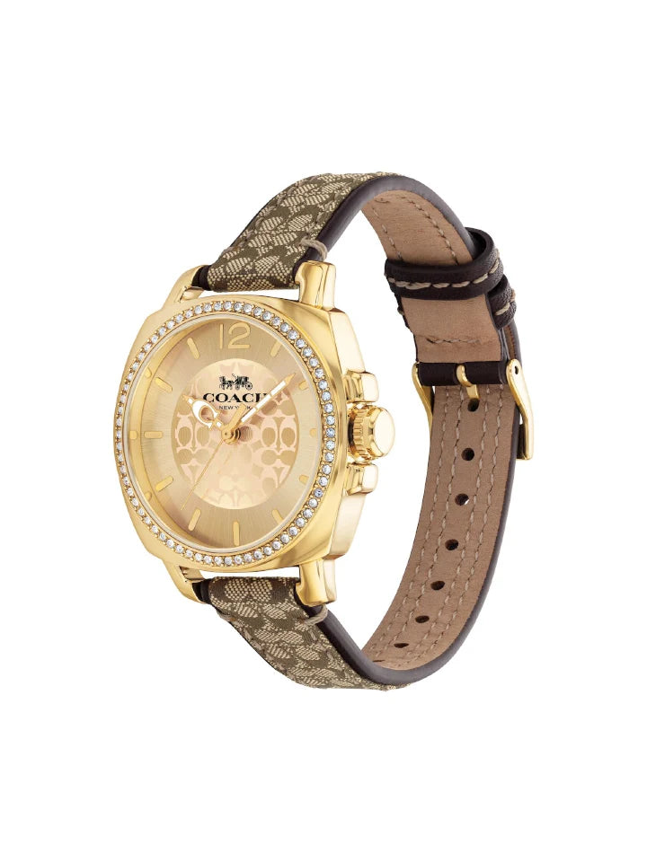 Reloj Coach Boyfriend Signature Khaki Dorado 35mm | Mujer