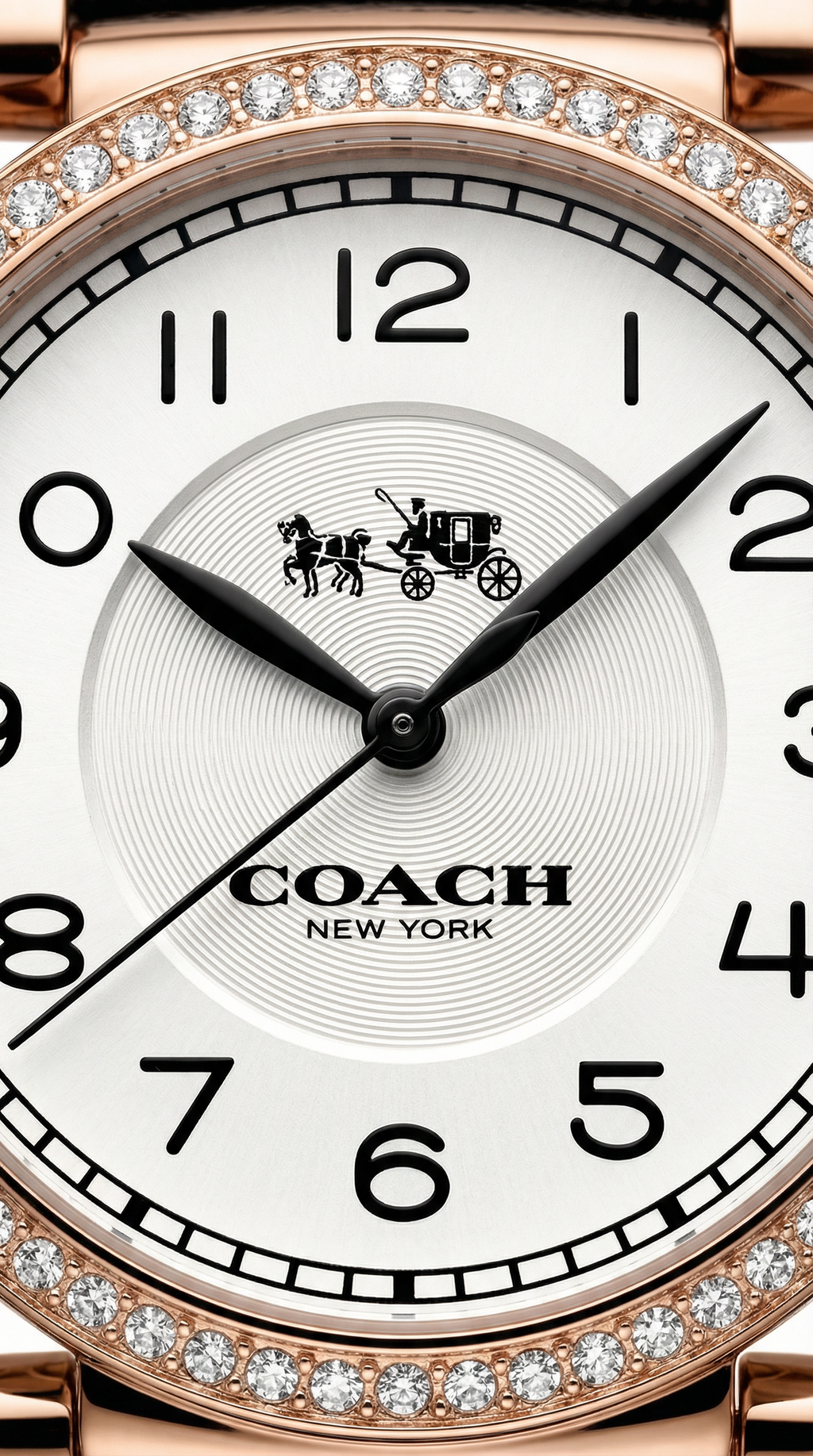 Reloj Coach Madison Mujer 32mm Rose Gold Cuero Negro Diamantes 14503396