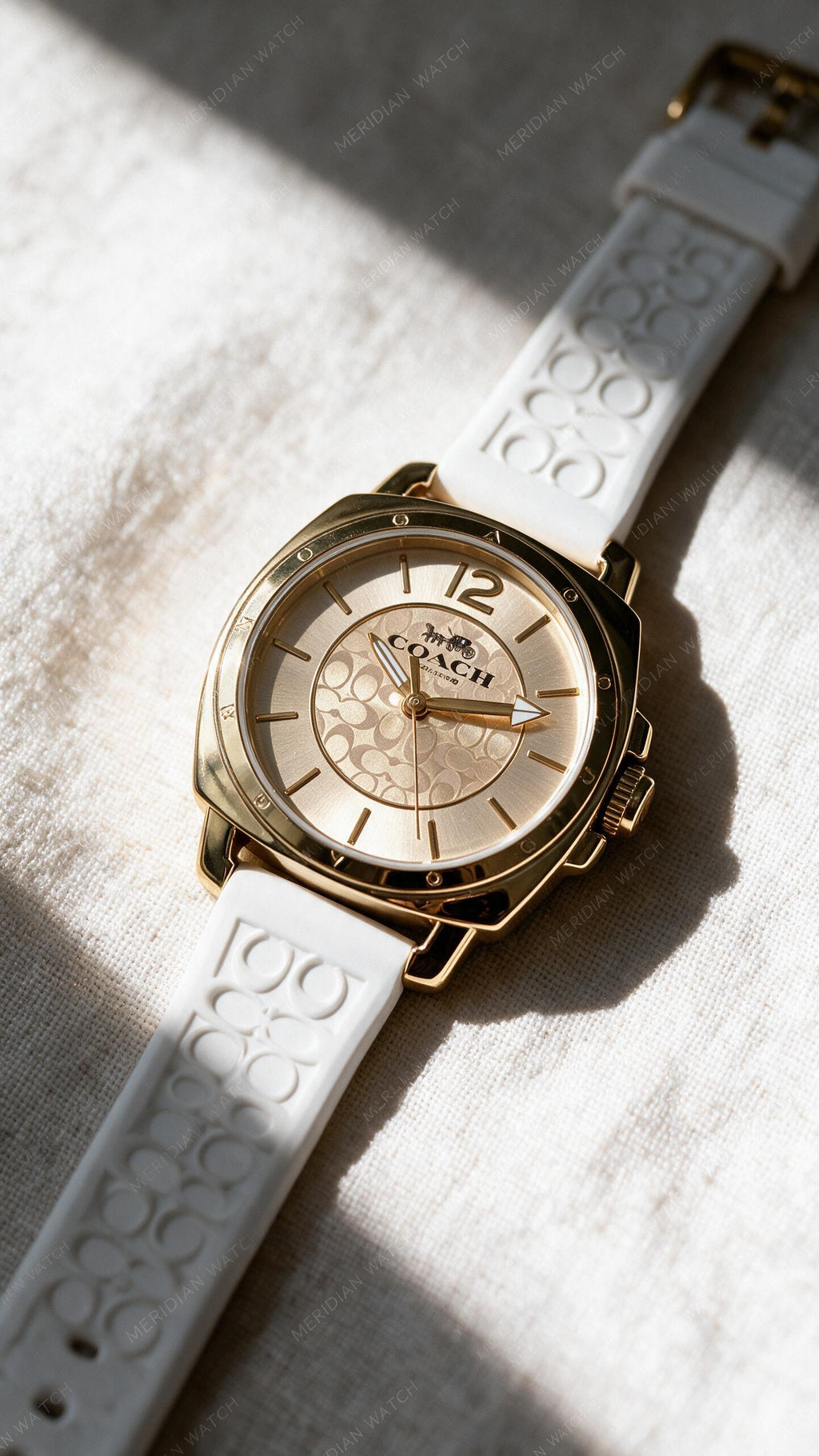 Reloj Coach Boyfriend Women's 34mm Oro Silicona Blanca | Mujer