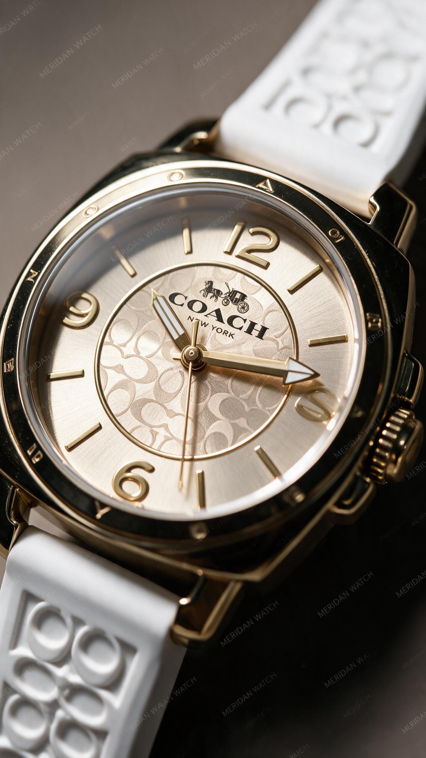 Reloj Coach Boyfriend Women's 34mm Oro Silicona Blanca | Mujer