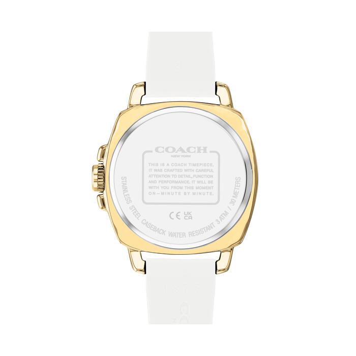 Reloj Coach Boyfriend Women's 34mm Oro Silicona Blanca | Mujer
