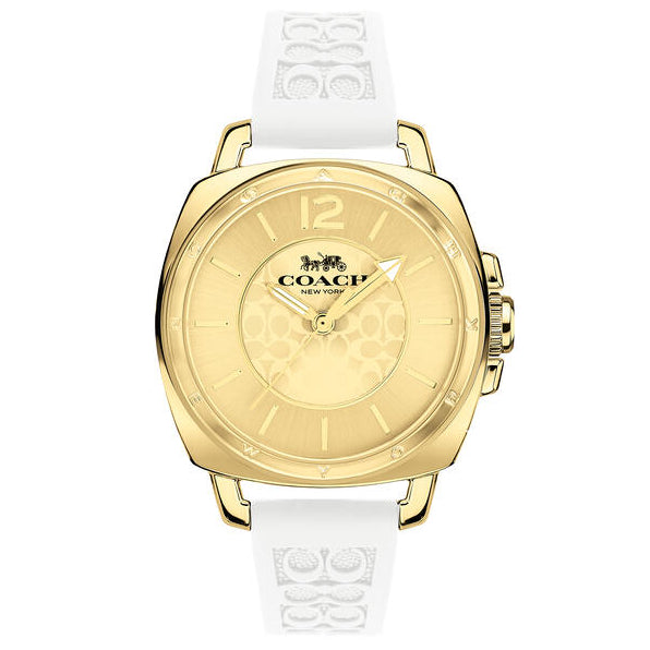 Reloj Coach Boyfriend Women's 34mm Oro Silicona Blanca | Mujer
