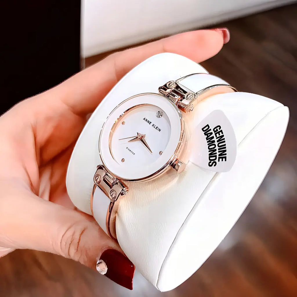 Reloj Anne Klein AK/1980WTRG Diamante Bangle Blanco Oro Rosa | Mujer
