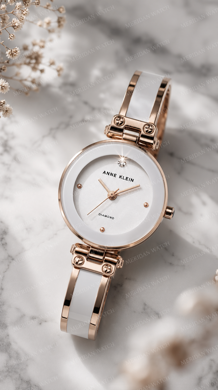 Reloj Anne Klein AK/1980WTRG Diamante Bangle Blanco Oro Rosa | Mujer