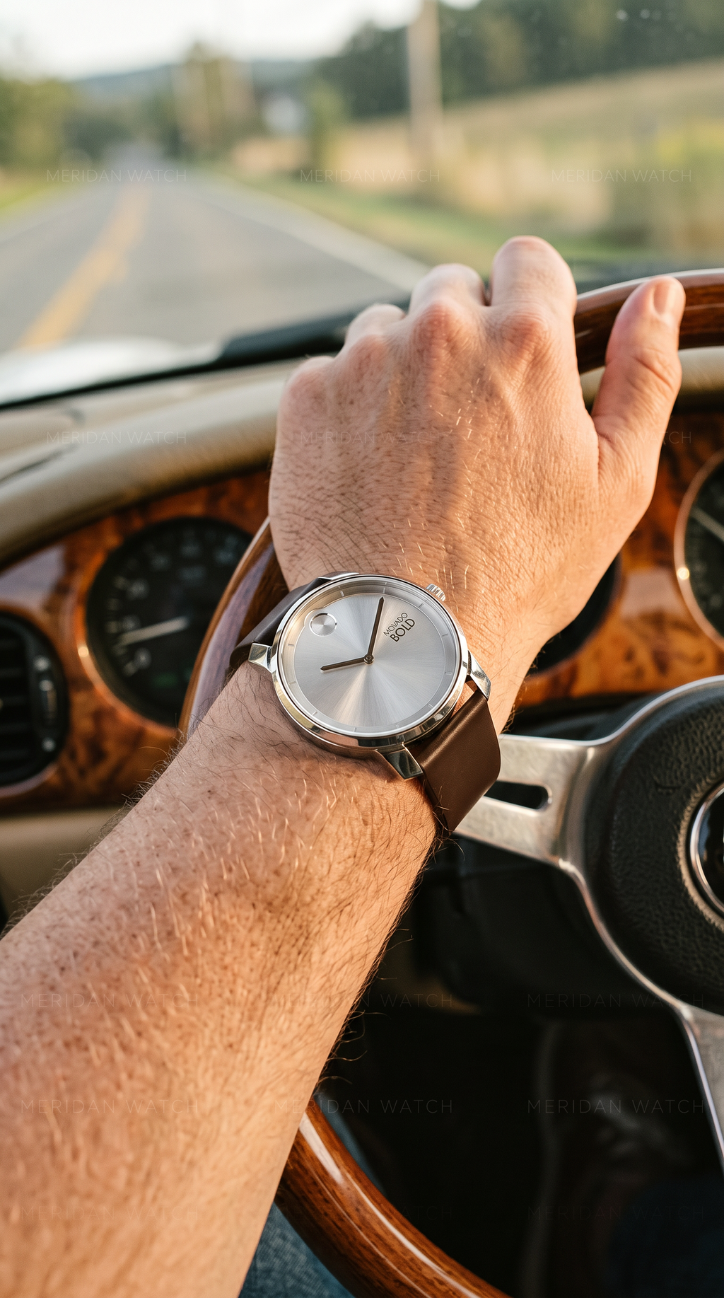 Reloj Movado Bold Trend Element Plata Cuero Cafe 40mm | Hombre