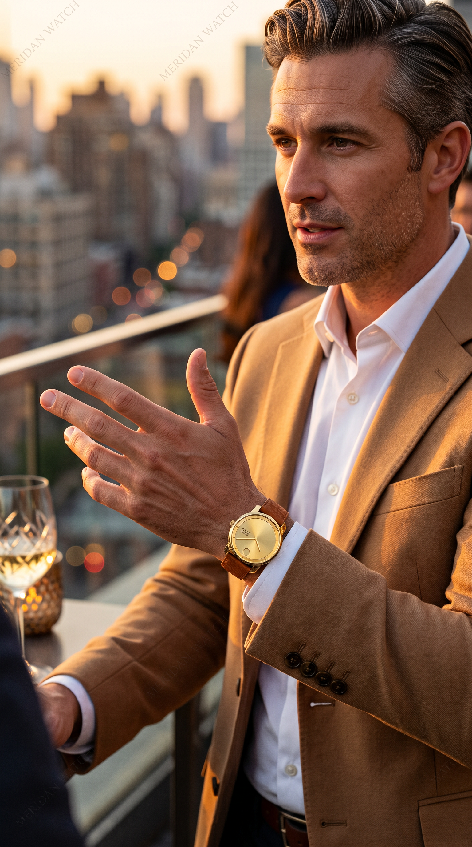 Reloj Movado Bold Trend Element Oro Cuero Cafe 40mm | Hombre