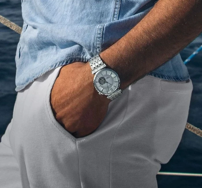 Reloj Bulova Regatta 96A235 Automático Open Heart 40mm Plateado Hombre