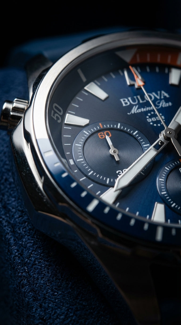 Bulova Marine Star 96B256 — Azul cronógrafo 43mm | Hombre