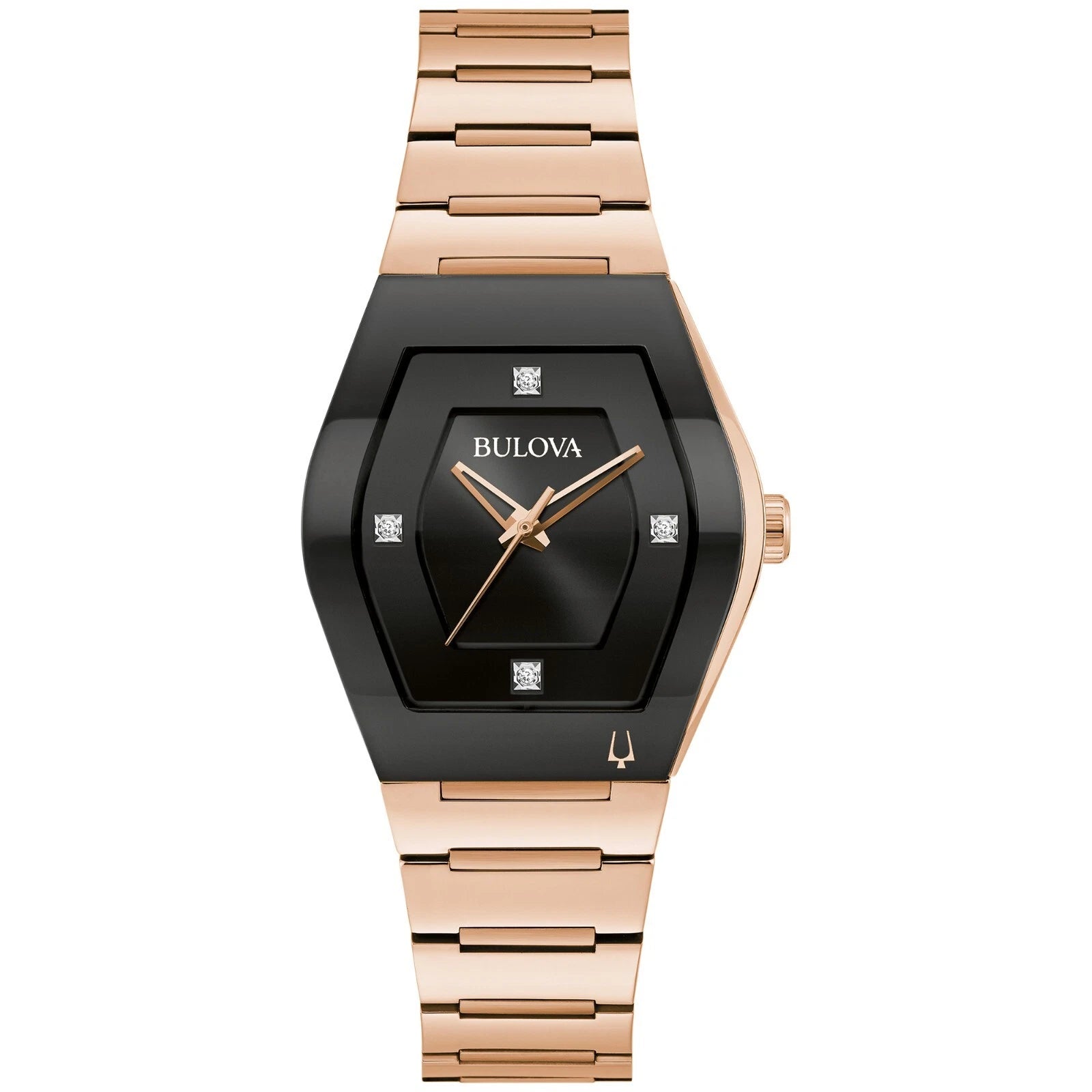 Bulova Gemini 97P158 — Rose Gold Black Diamonds | Mujer