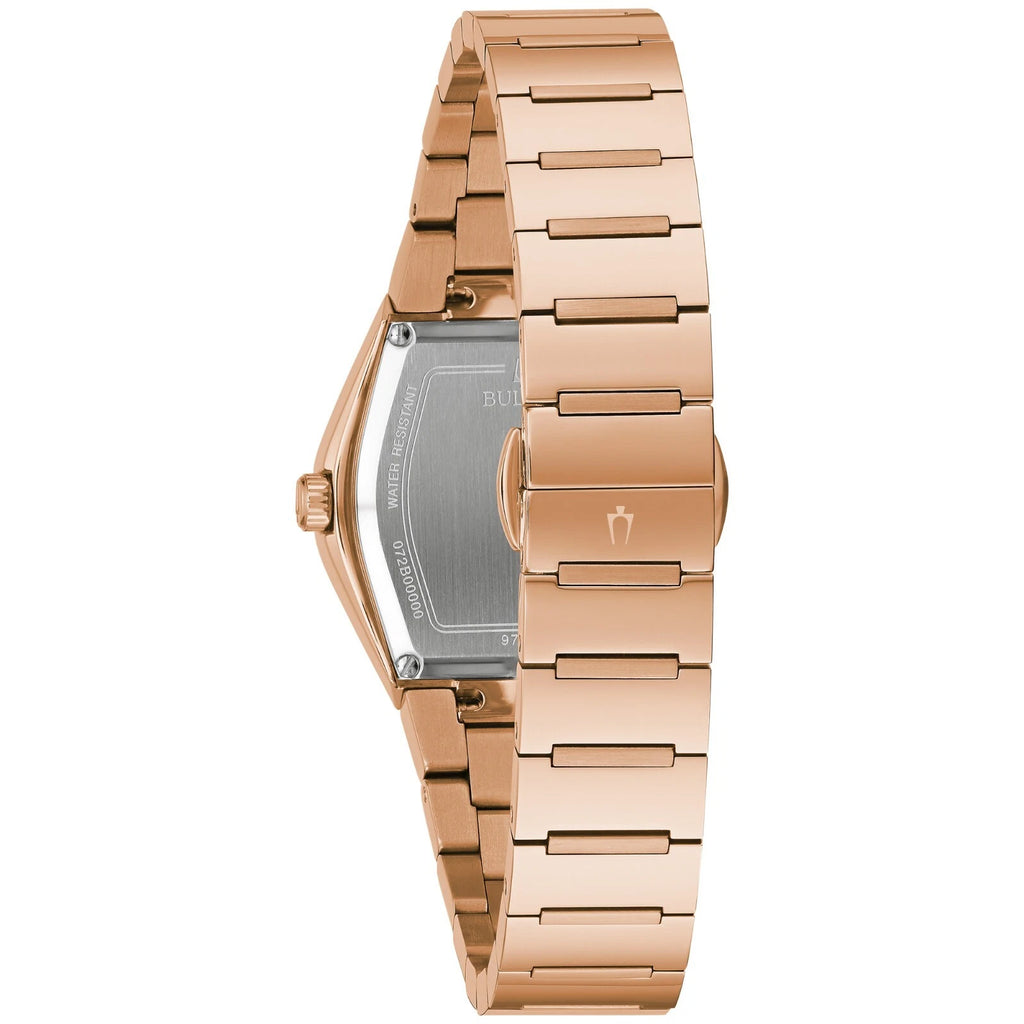 Bulova Gemini 97P158 — Rose Gold Black Diamonds | Mujer