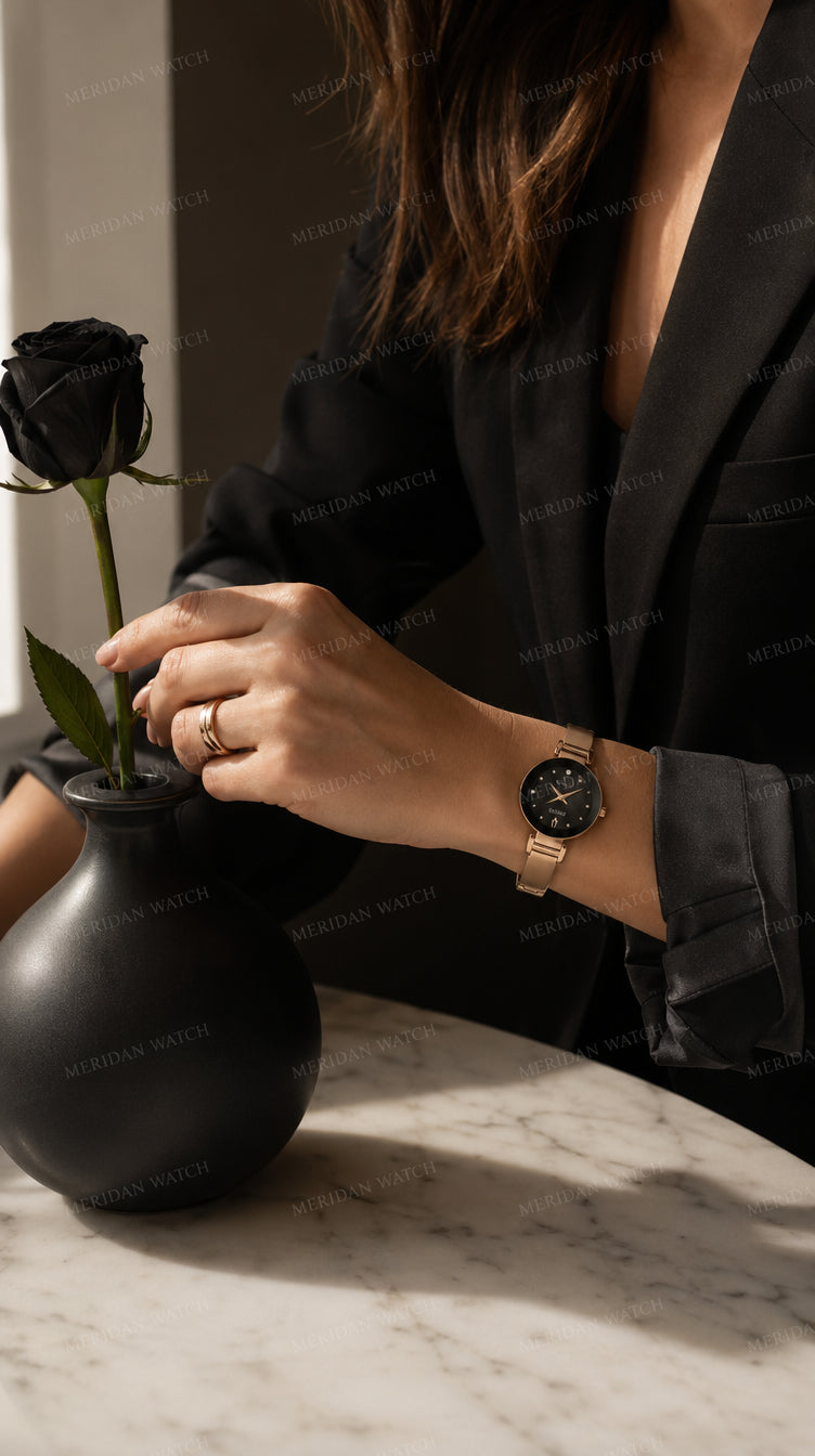 Reloj Bulova Marc Anthony 97P163 Nácar Negro Oro Rosa | Mujer