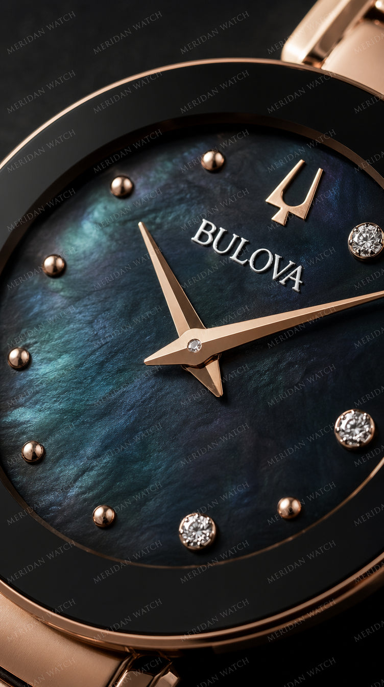 Reloj Bulova Marc Anthony 97P163 Nácar Negro Oro Rosa | Mujer