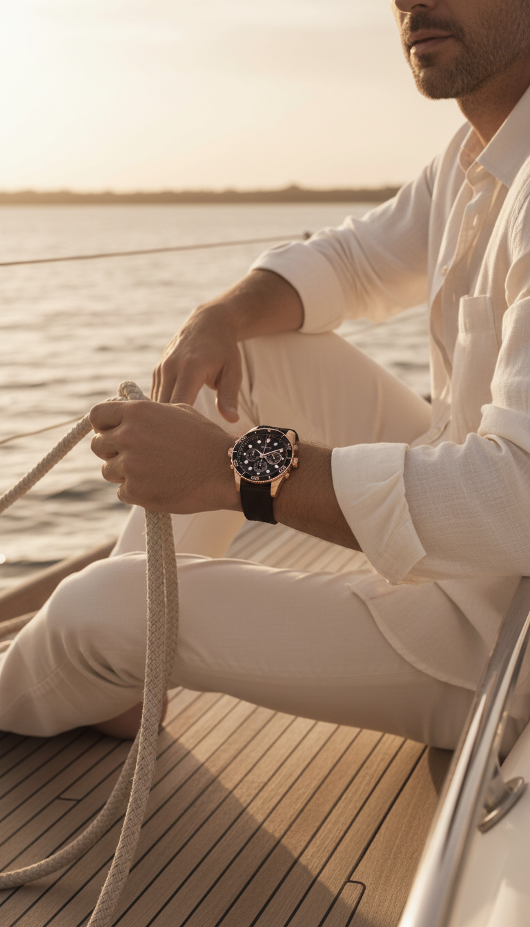Reloj Bulova 98A192 Cronógrafo 44mm Rose Gold Negro Goma Hombre
