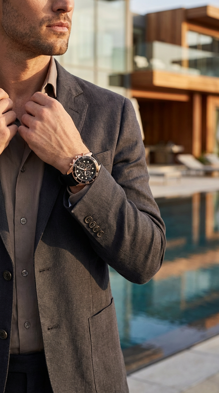 Reloj Bulova 98A192 Cronógrafo 44mm Rose Gold Negro Goma Hombre