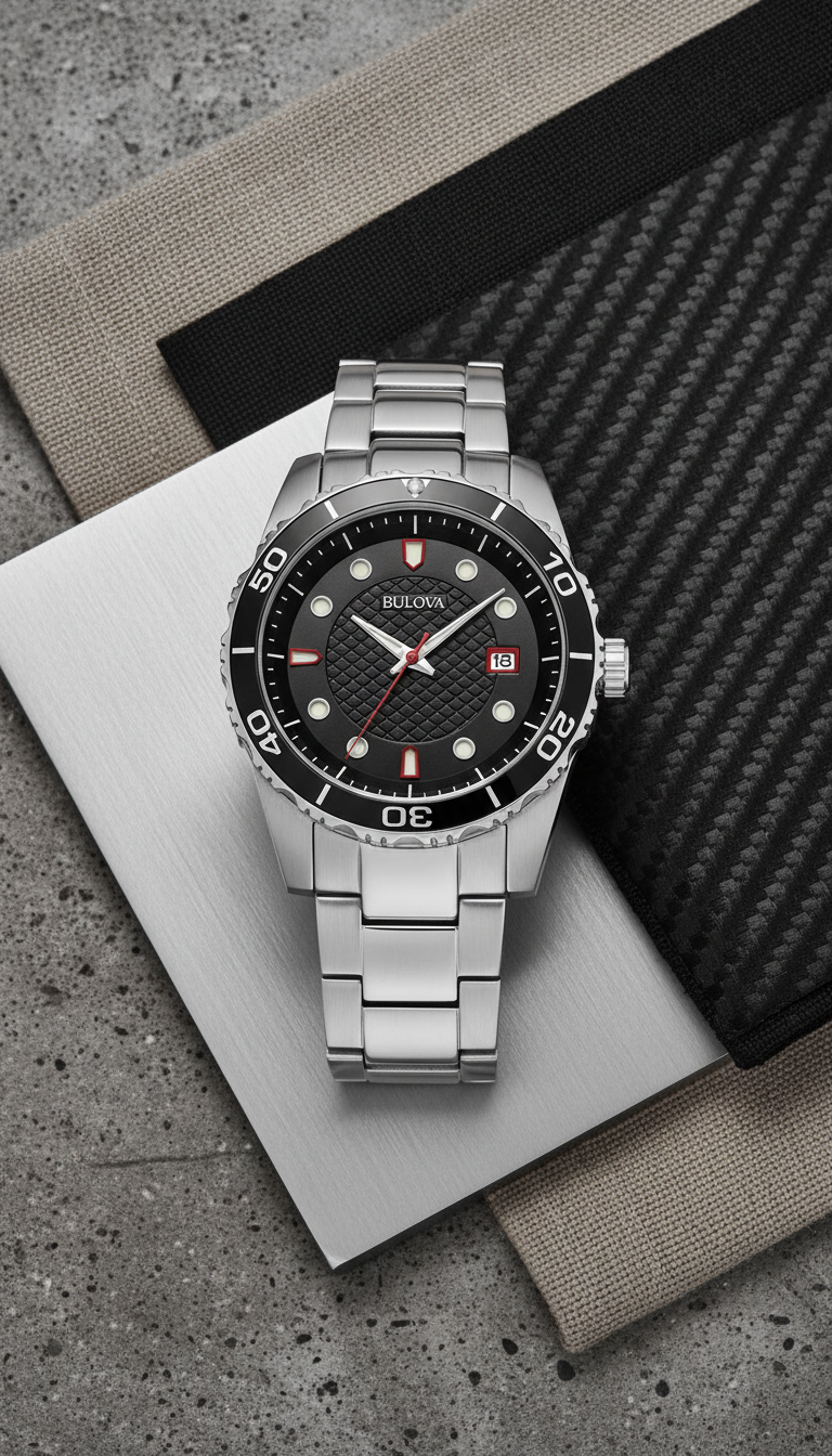 Reloj Bulova Sport 98A195 Diving 43mm Plateado Negro Acero Hombre