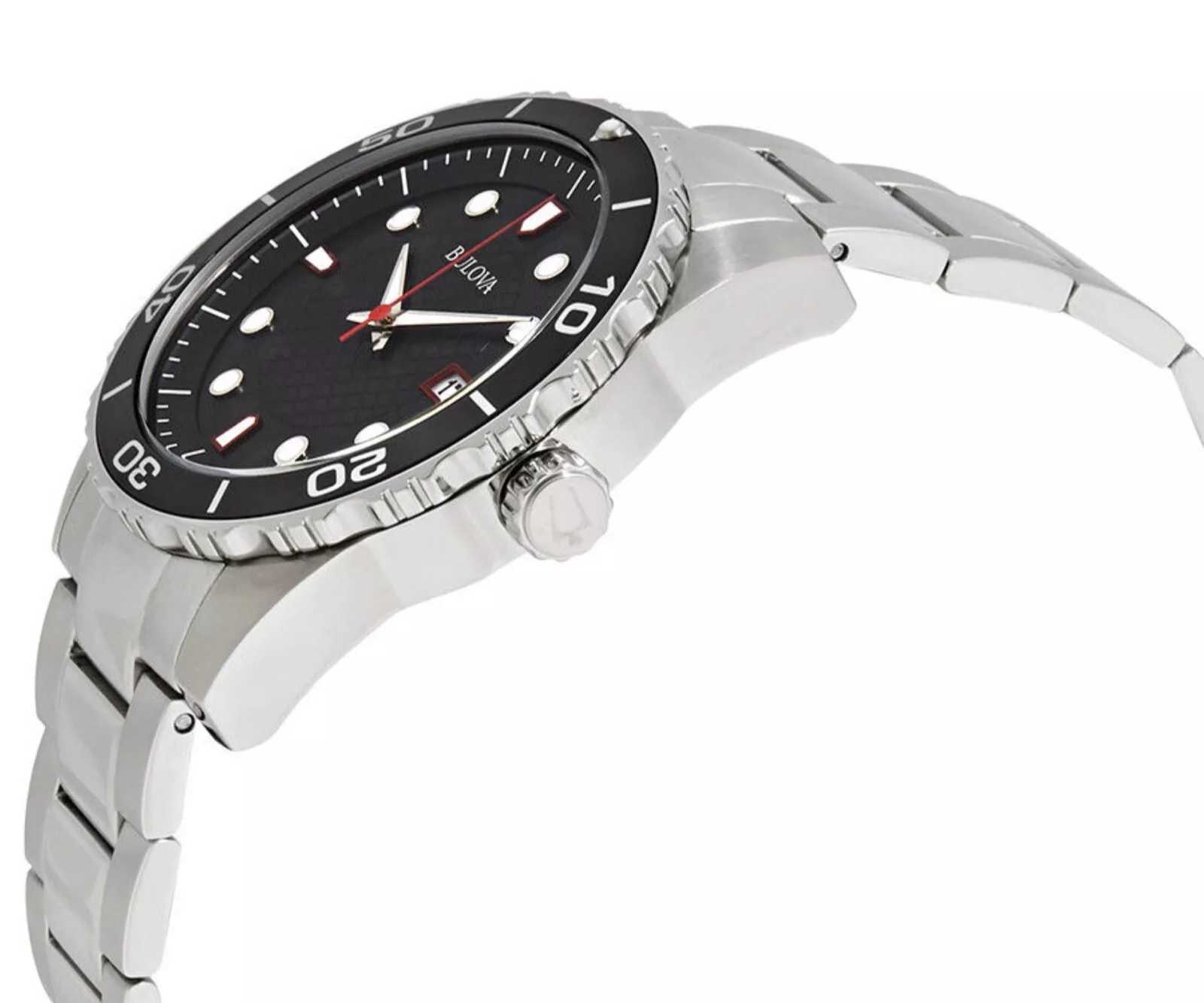 Reloj Bulova Sport 98A195 Diving 43mm Plateado Negro Acero Hombre