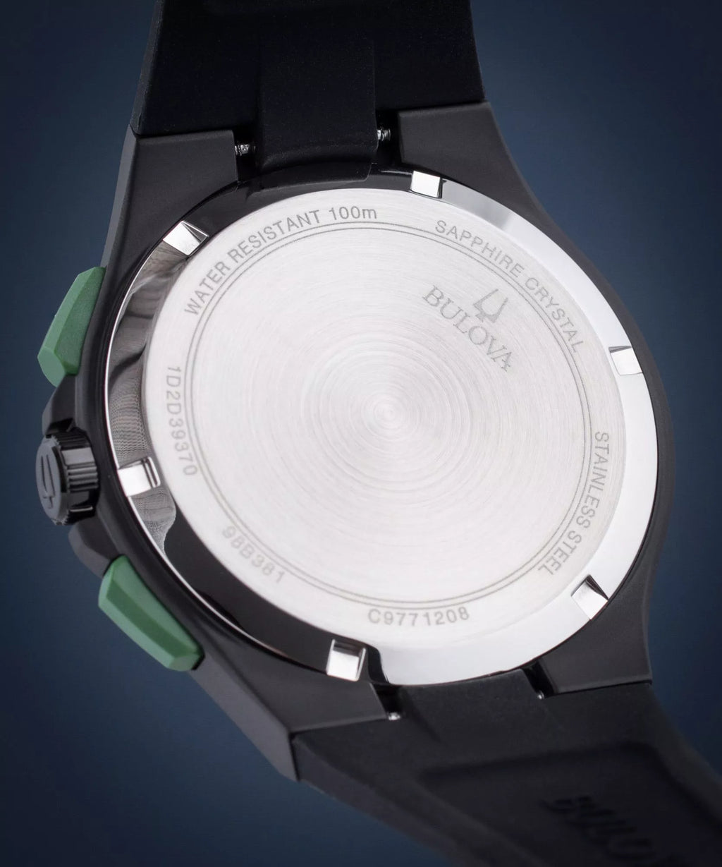 Reloj Bulova Maquina Negro Verde Cronógrafo Silicona | Hombre