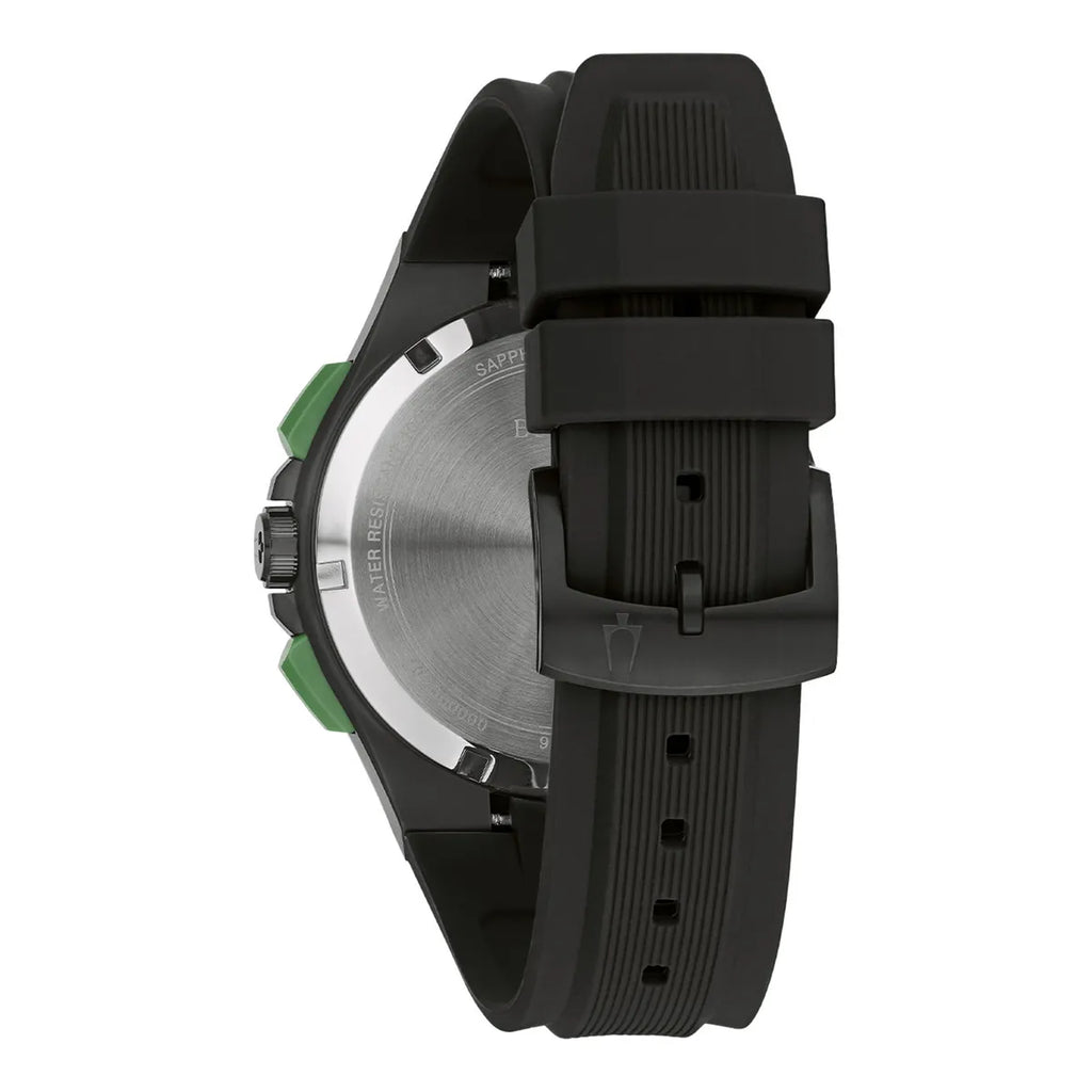 Reloj Bulova Maquina Negro Verde Cronógrafo Silicona | Hombre