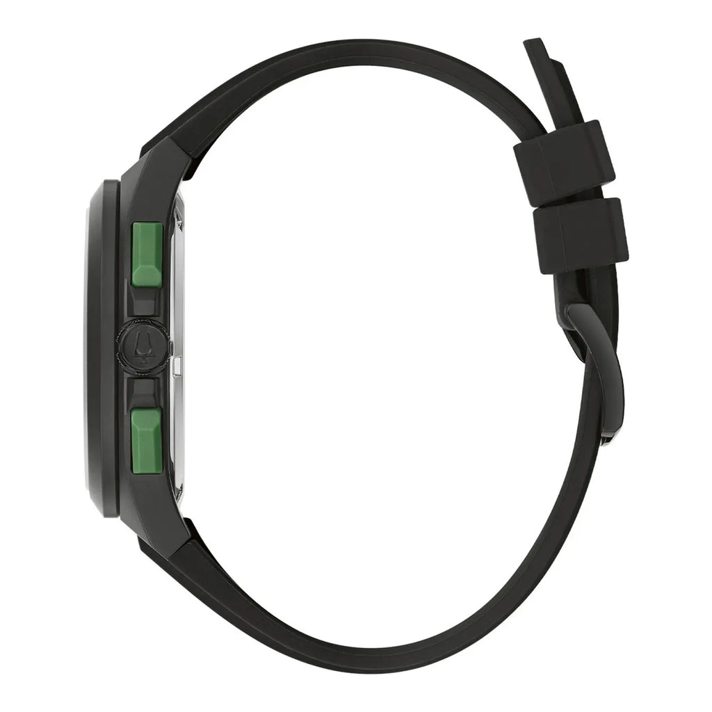Reloj Bulova Maquina Negro Verde Cronógrafo Silicona | Hombre