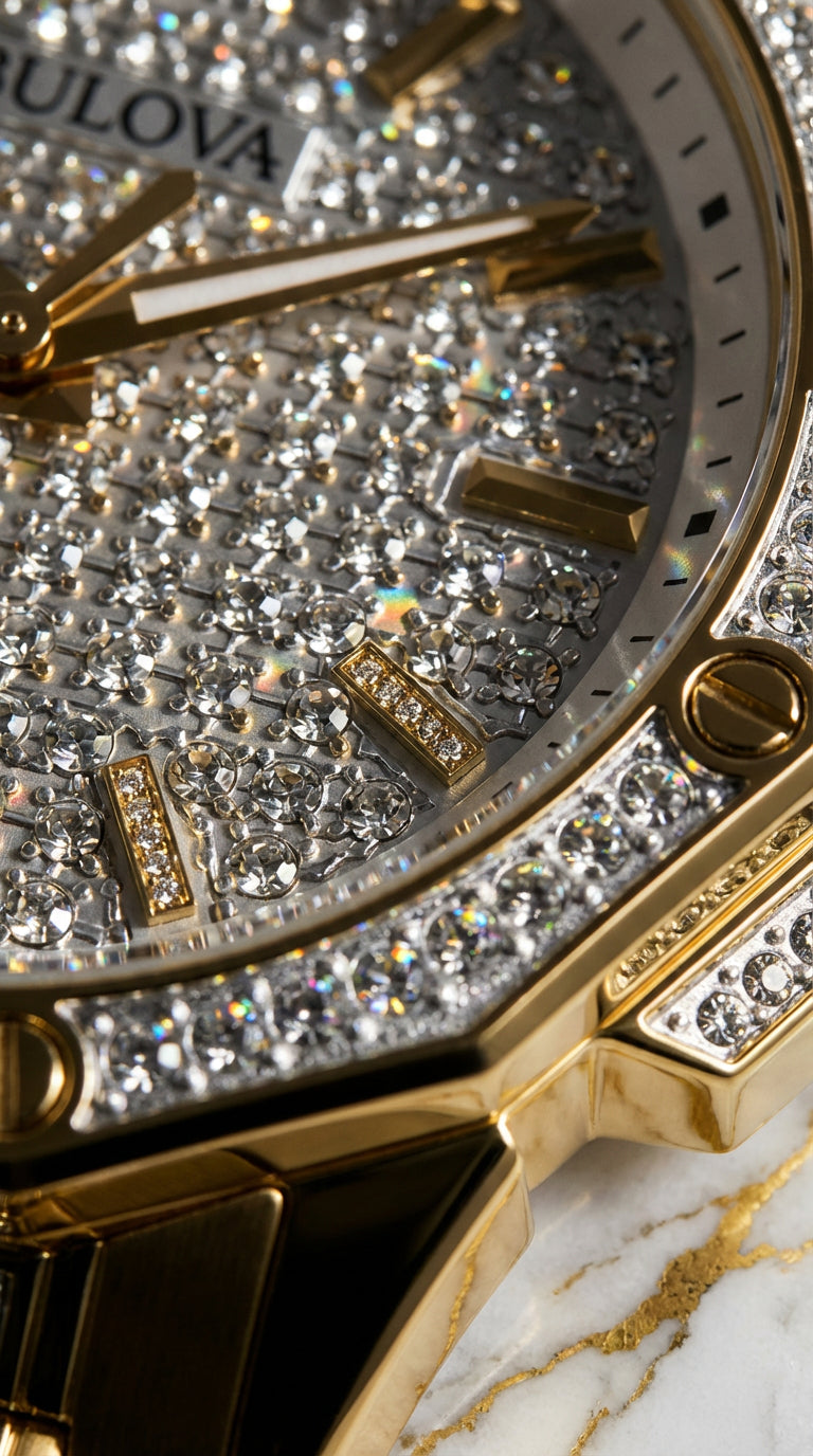 Bulova Octava 98L302 — Crystal Accent Gold 34mm | Mujer