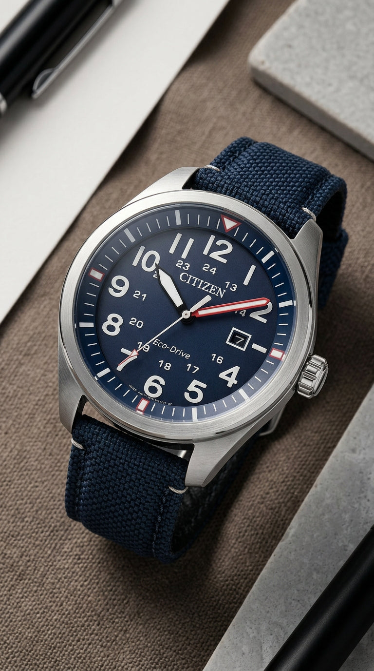 Citizen Eco-Drive AW5000-16L — Solar Azul Navy 42.5mm | Hombre