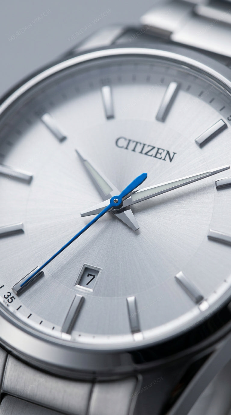 Reloj Citizen Esfera Plateada Aguja Azul | Hombre