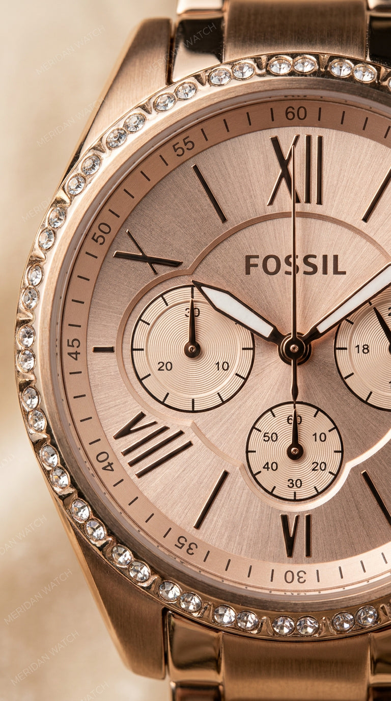 Reloj Fossil Modern Courier Oro Rosa Cronógrafo Glitz | Mujer