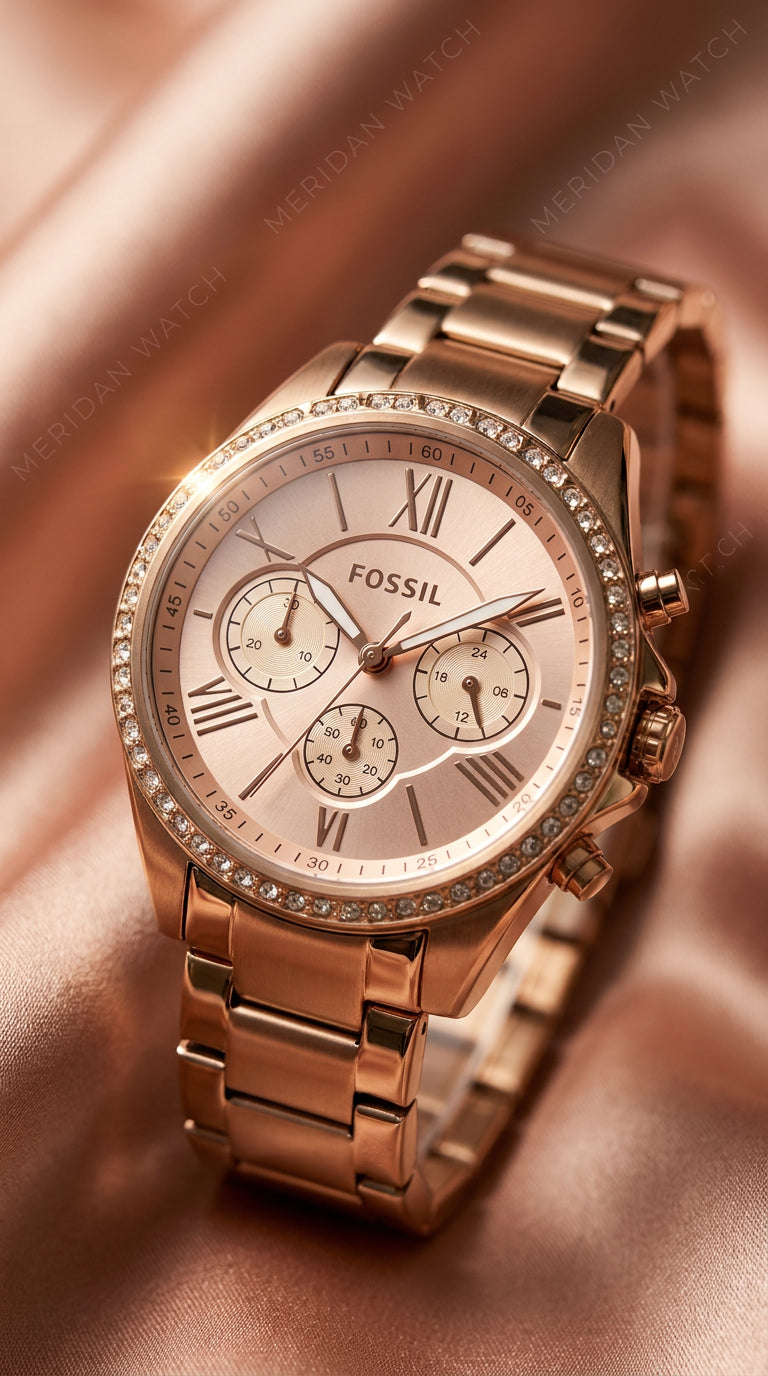 Reloj Fossil Modern Courier Oro Rosa Cronógrafo Glitz | Mujer