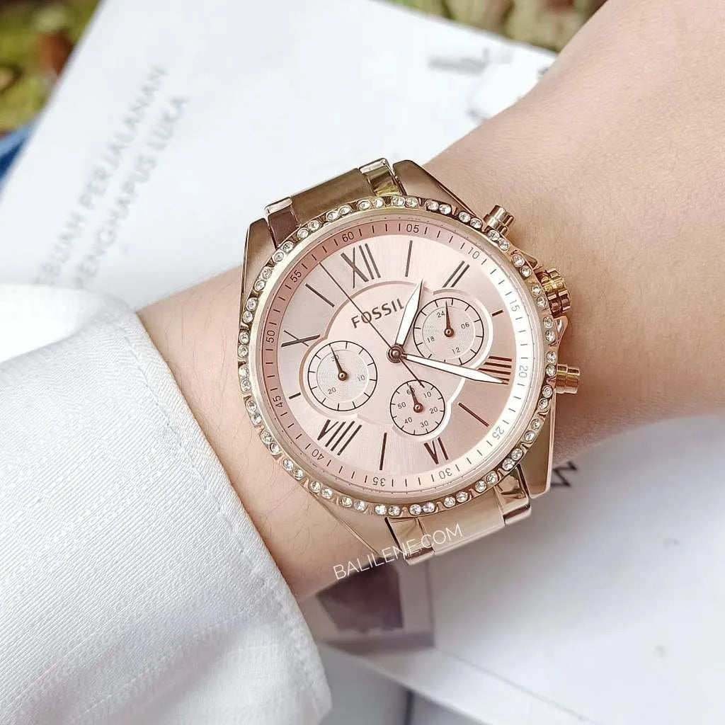 Reloj Fossil Modern Courier Oro Rosa Cronógrafo Glitz | Mujer