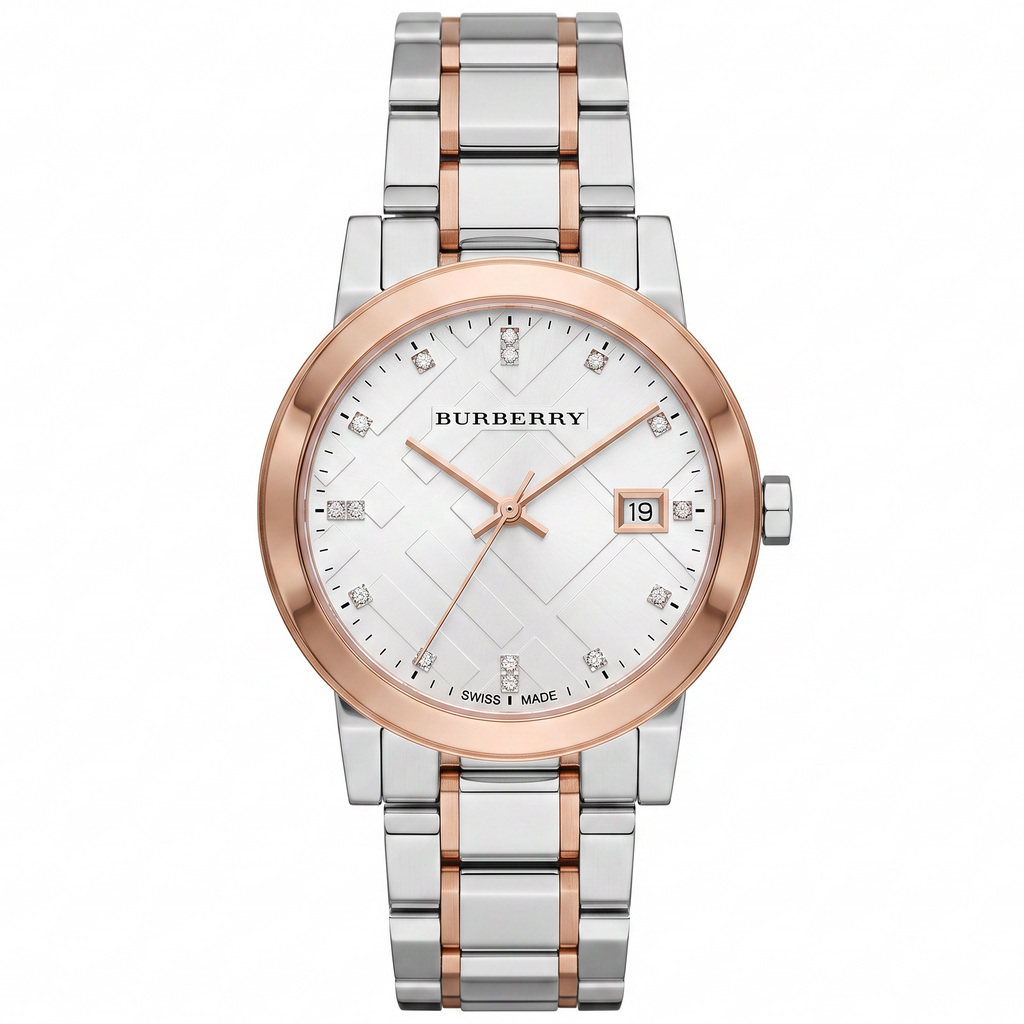 Reloj Burberry Diamond Check Oro Rosa Blanco 34mm | Mujer