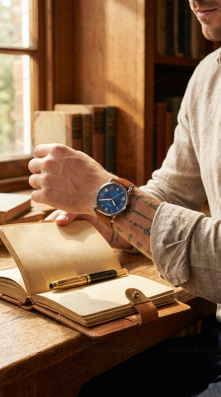 Reloj Fossil Copeland Esfera Azul Números Romanos Cuero | Hombre