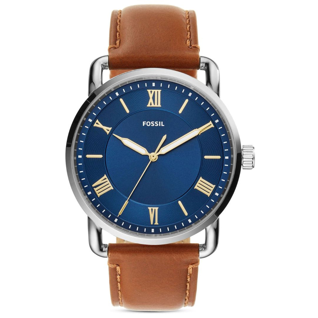 Reloj Fossil Copeland Esfera Azul Números Romanos Cuero | Hombre
