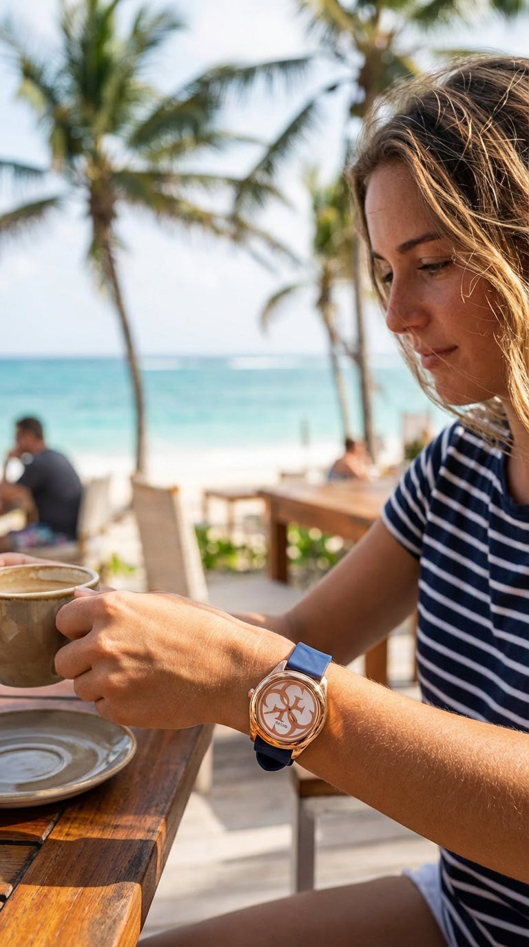 Reloj Guess G-Twist Mujer 40mm Rose Gold Azul Silicona W0911L6