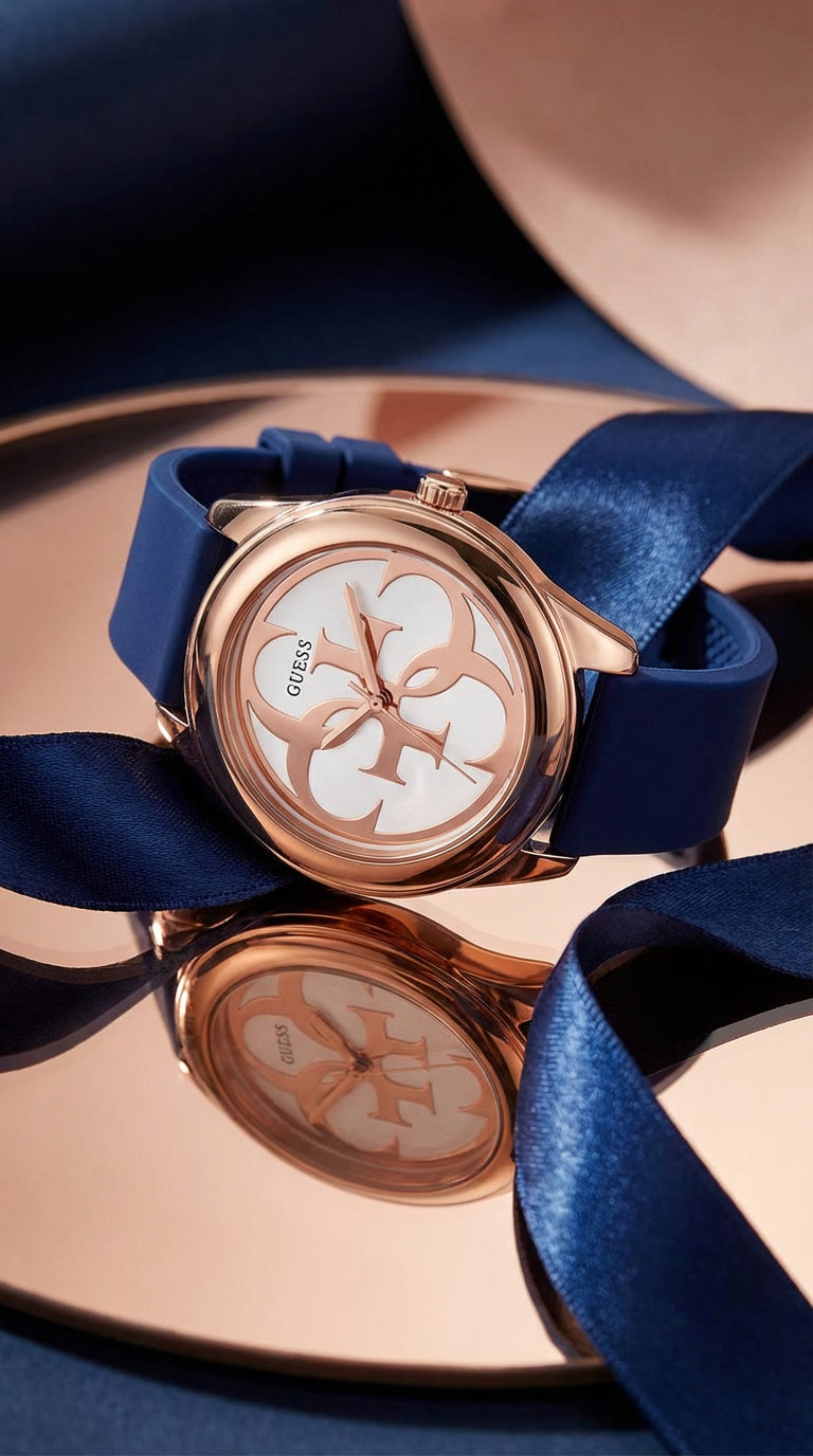 Reloj Guess G-Twist Mujer 40mm Rose Gold Azul Silicona W0911L6
