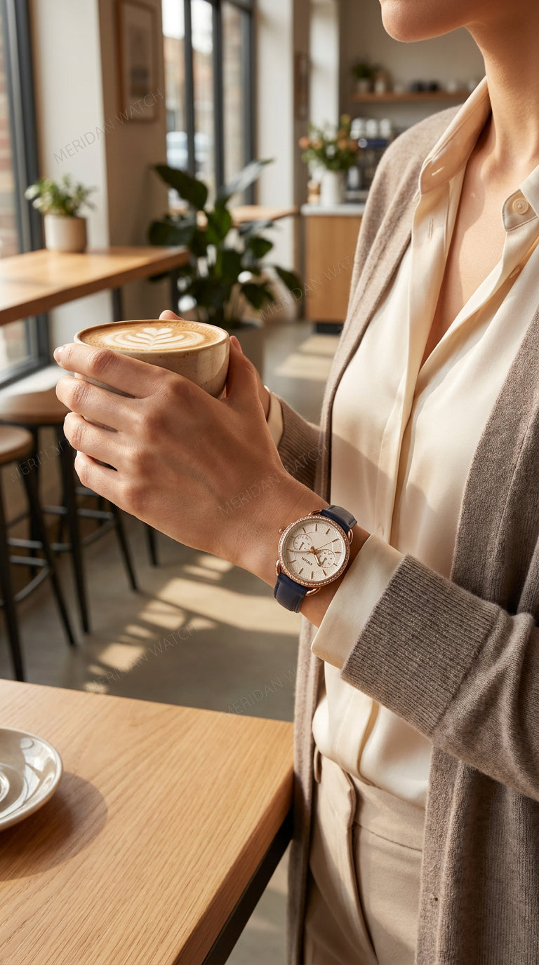 Reloj Fossil Tailor Marfil Oro Rosa Cronógrafo | Mujer