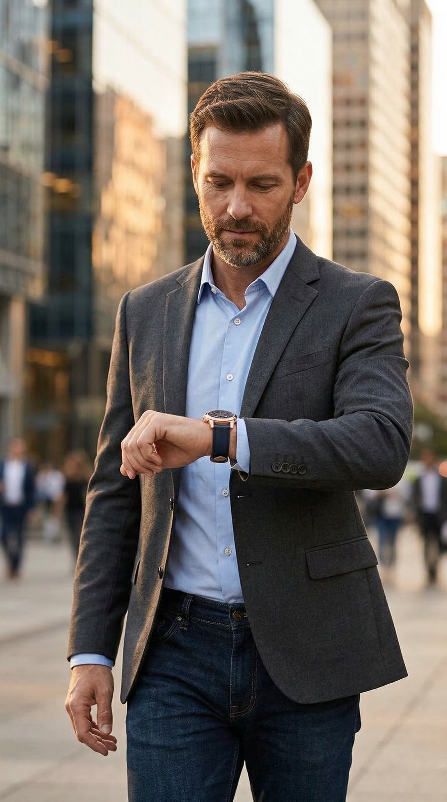 Fossil Grant FS4835 — Oro Rosa Azul Navy  Cronógrafo | Hombre